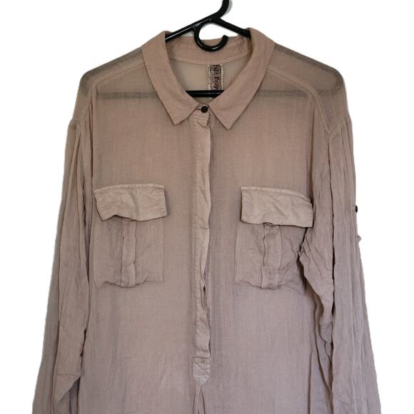 Free People Women's Tan Flowy Shirt Dress Women's M Wool Blend - Picture 2 of 13